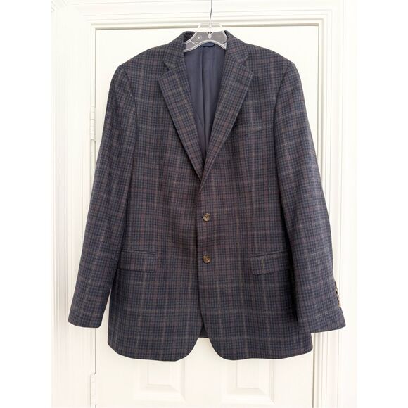 Brooks Brothers Wool Tweed Fitzgerald Fit Plaid Notch Lapel Blazer Size 42L‎